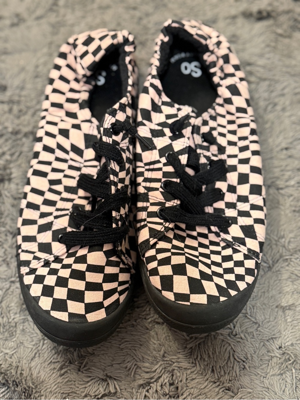 SO Pink & Black Checkerboard Sneakers